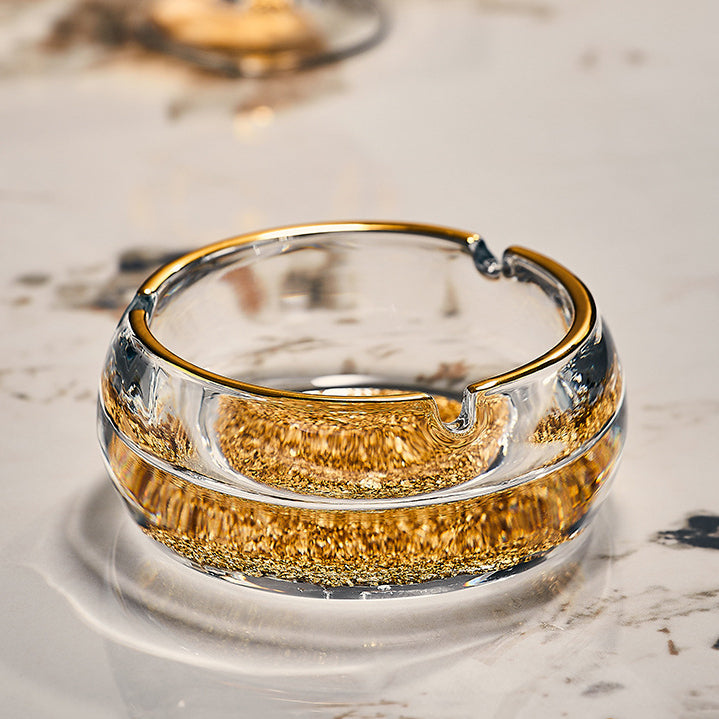 JR Encapsulated Turquoise Glass Ashtray