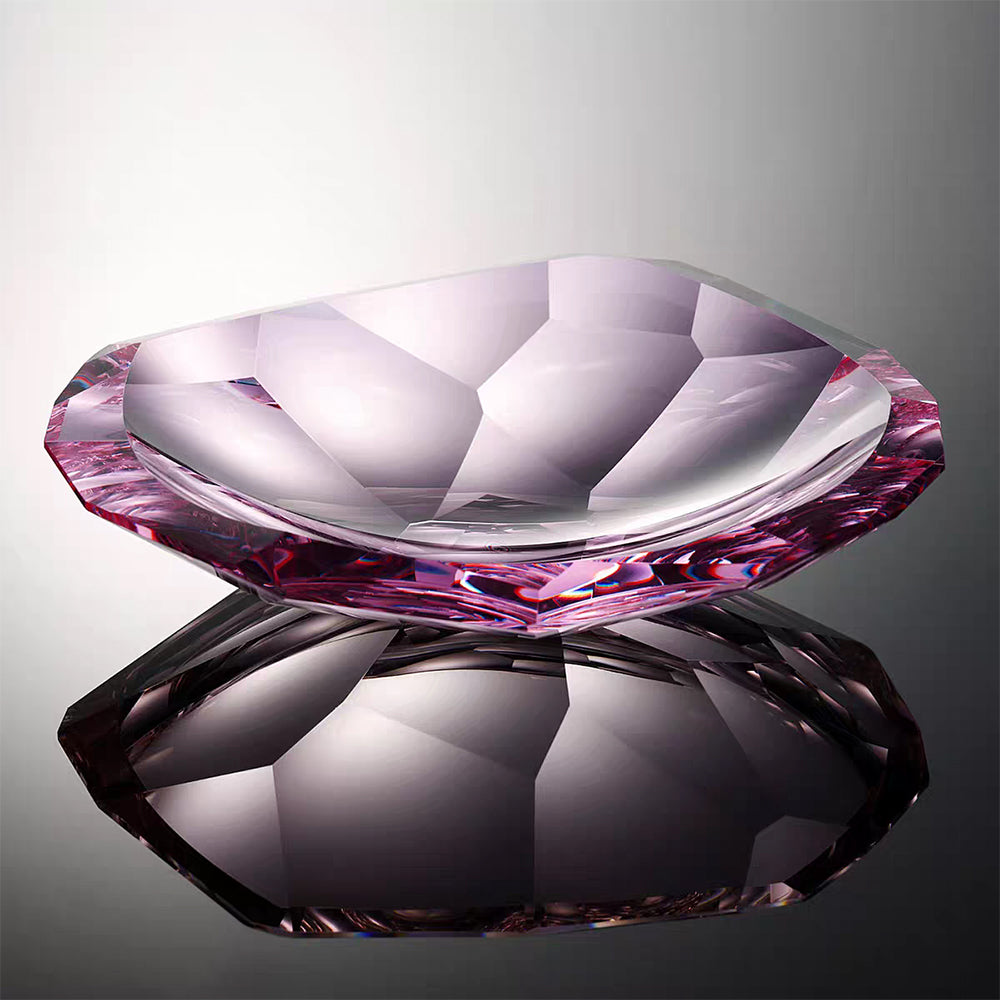 JR Faceted K9 Crystal Serving Bowl – Blush Pink