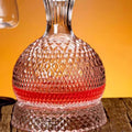 JR Gem-Cut Rotating Crystal Decanter with Engraved Crystal Stopper
