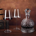 JR Gem-Cut Rotating Crystal Decanter with Engraved Crystal Stopper