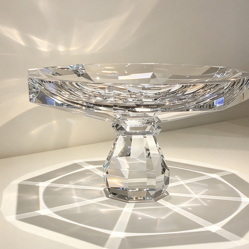 JR Geometric K9 Crystal Pedestal Serving Bowl – Clear