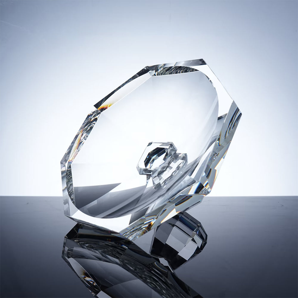 JR Geometric K9 Crystal Pedestal Serving Bowl – Clear