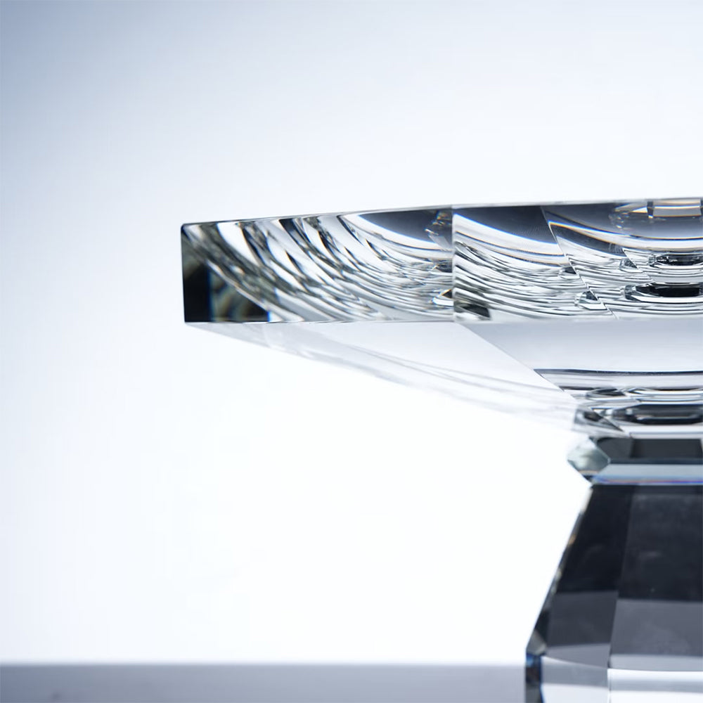 JR Geometric K9 Crystal Pedestal Serving Bowl – Clear