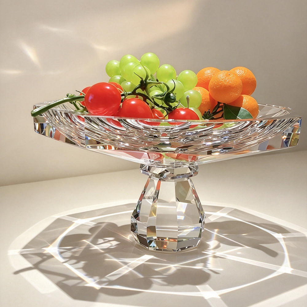 JR Geometric K9 Crystal Pedestal Serving Bowl – Clear