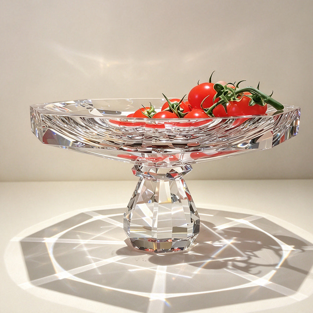 JR Geometric K9 Crystal Pedestal Serving Bowl – Clear