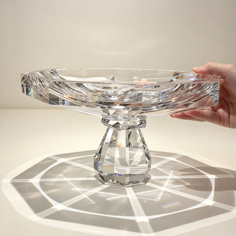 JR Geometric K9 Crystal Pedestal Serving Bowl – Clear