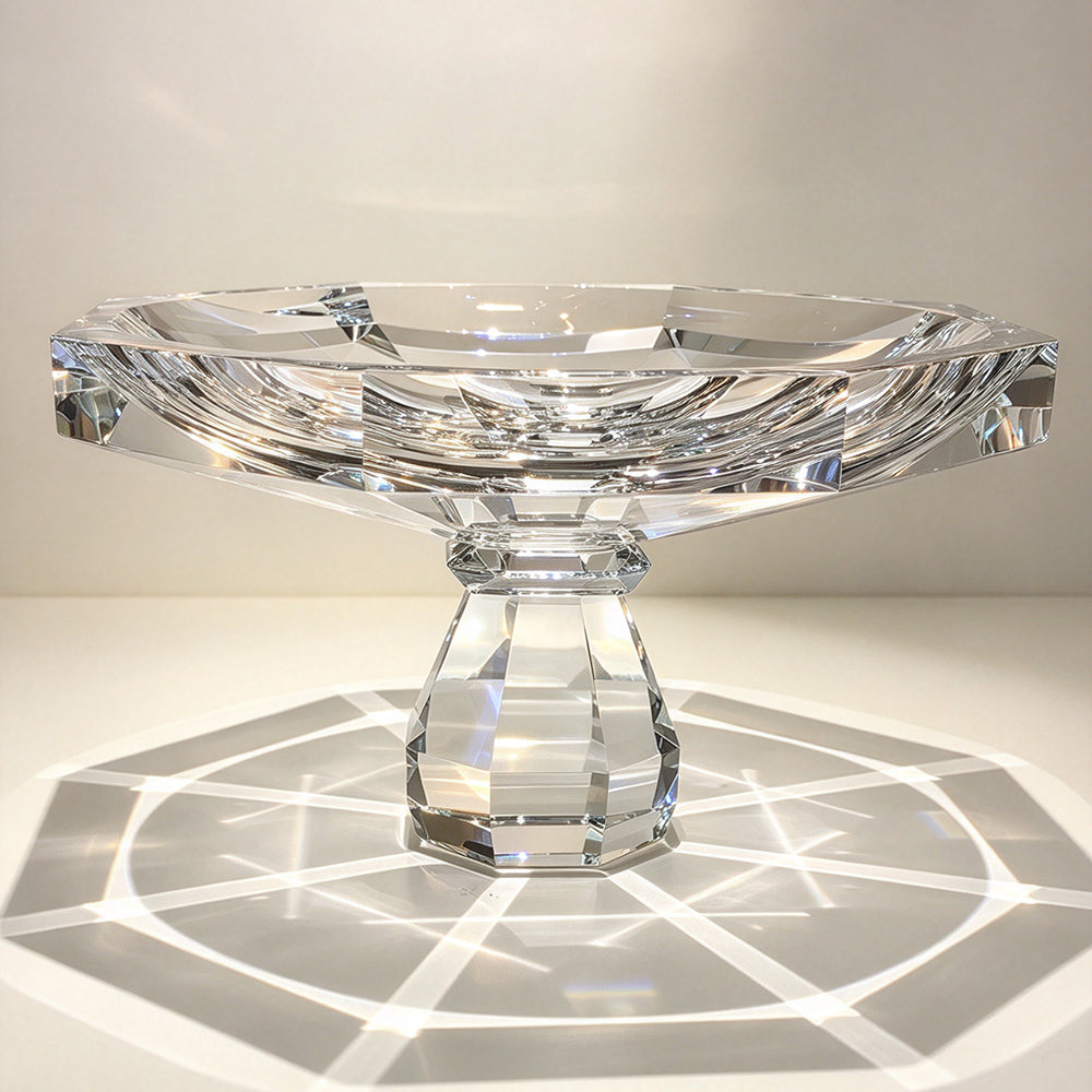 JR Geometric K9 Crystal Pedestal Serving Bowl – Clear