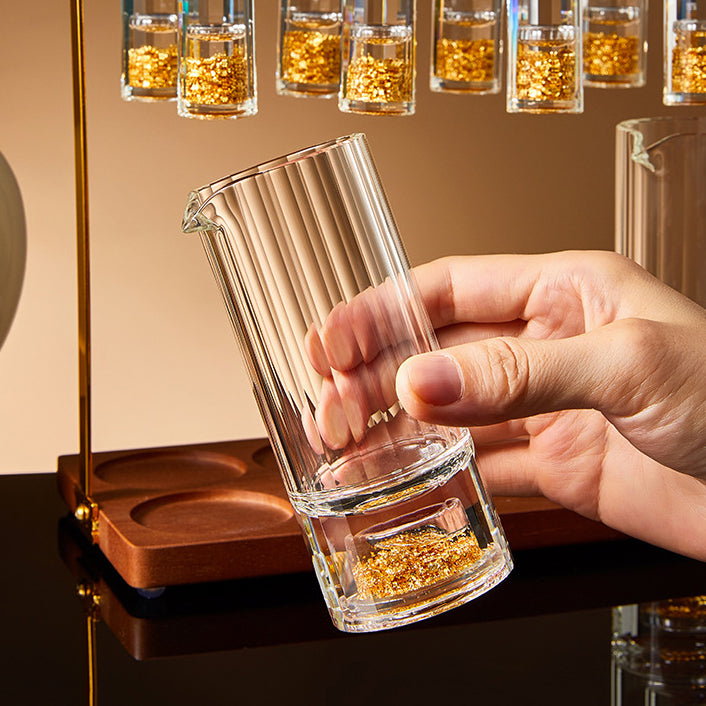 JR Gold Foil Crystal Liquor Glass & Decanter Set