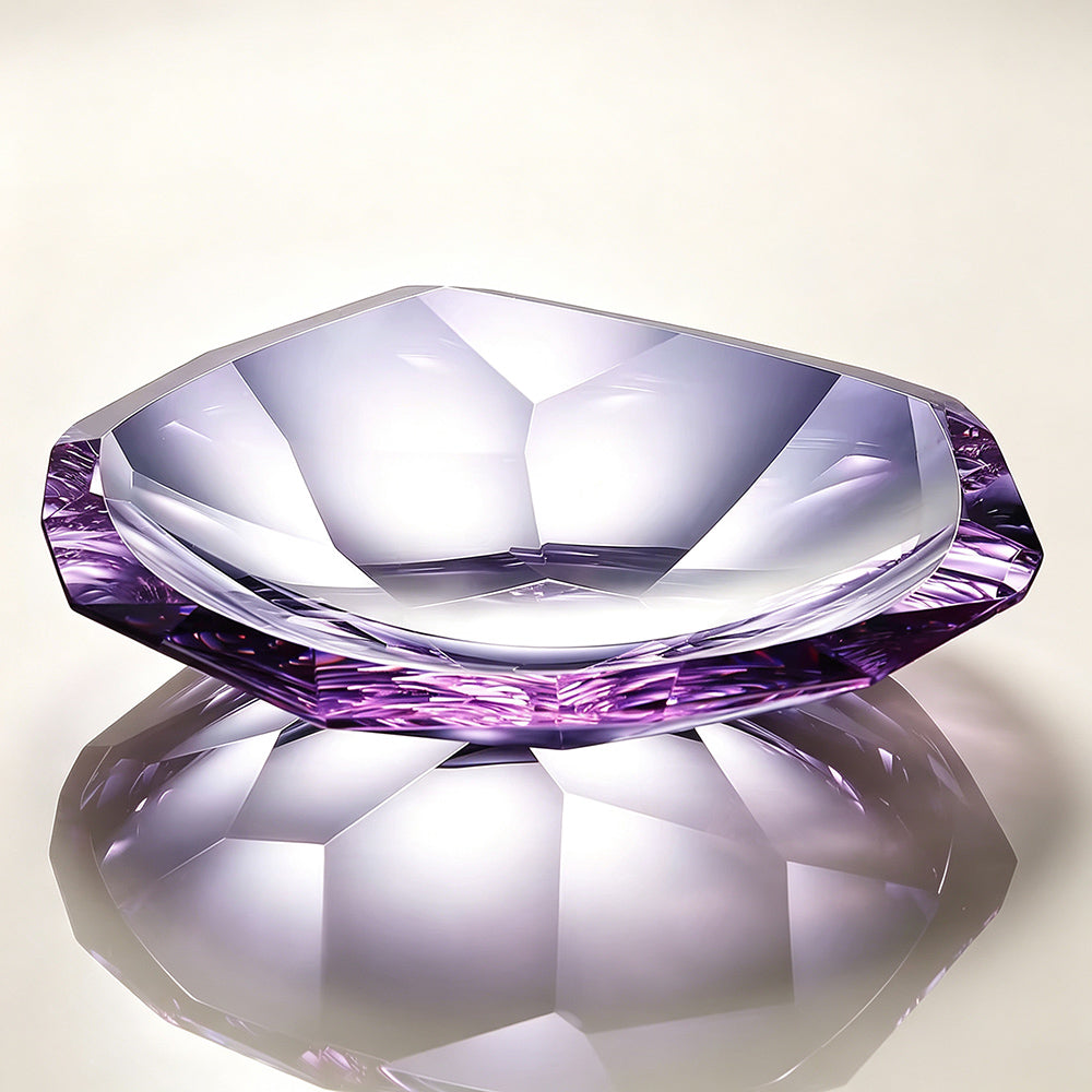 JR Hand-Cut Faceted K9 Crystal Serving Bowl – Violet