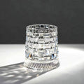JR Handcrafted 360° Rotating Embossed Crystal Whiskey Tumbler Glass