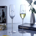 JR Handcrafted Diamond-Engraved Crystal Champagne Glass Set with Gift Box - Je t'aime Resolute