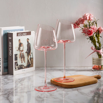 JR Handcrafted Flamingo Red Crystal Goblet for Red Wine and Cocktails - Je t'aime Resolute