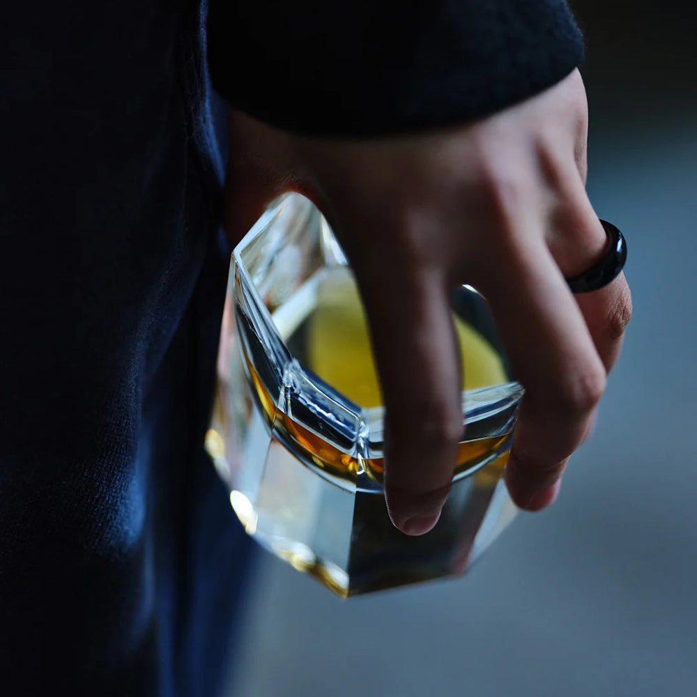 JR Handcrafted Glacier Cut Crystal Whiskey Tumbler