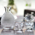 JR Handcrafted Japanese Hammered Glass Sake Set with Warmer Carafe and Cups - Je t'aime Resolute