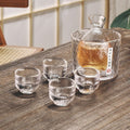 JR Handcrafted Japanese Hammered Glass Sake Set with Warmer Carafe and Cups - Je t'aime Resolute