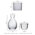 JR Handcrafted Japanese Hammered Glass Sake Set with Warmer Carafe and Cups - Je t'aime Resolute