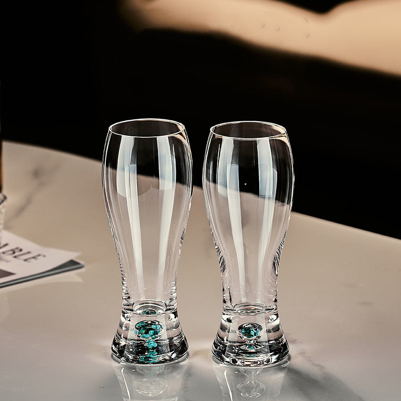 JR Handcrafted Turquoise Crystal Beer Glass Set