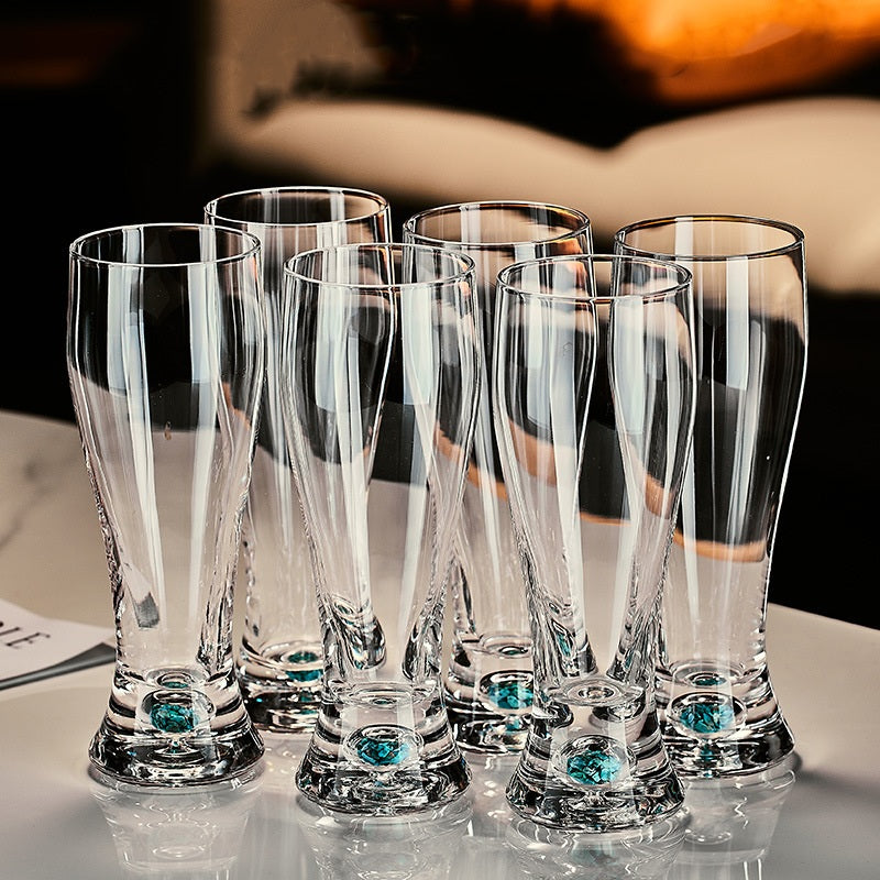 JR Handcrafted Turquoise Crystal Beer Glass Set