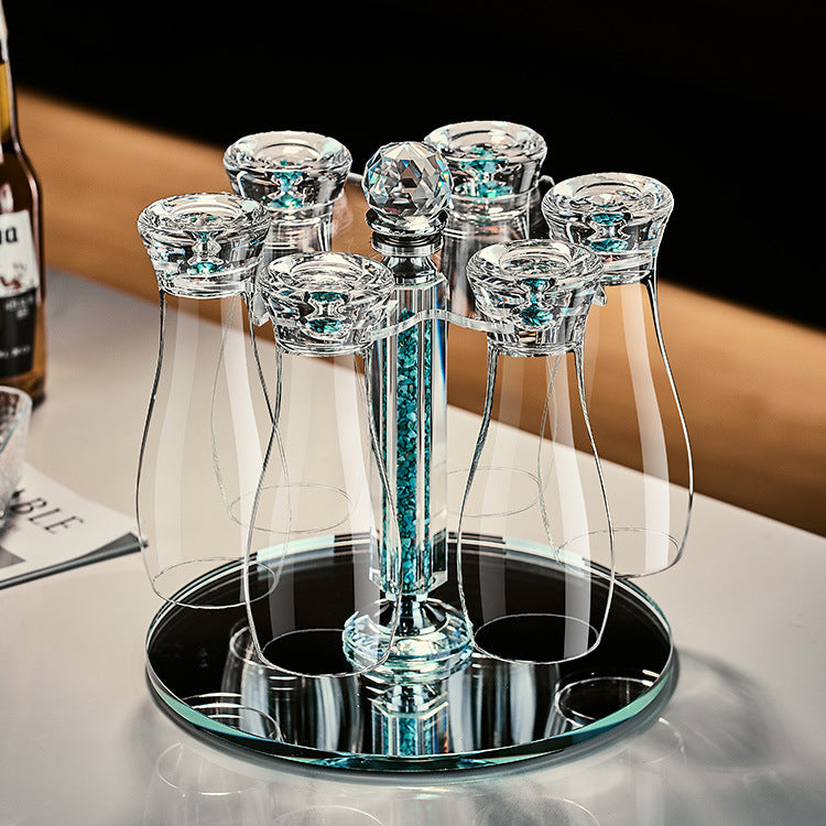 JR Handcrafted Turquoise Crystal Beer Glass Set