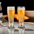 JR Handcrafted Turquoise Crystal Beer Glass Set