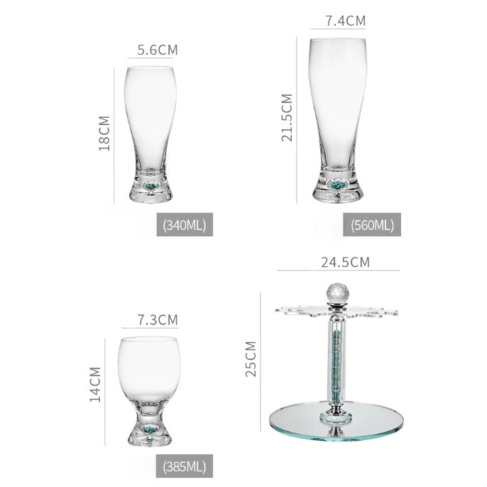 JR Handcrafted Turquoise Crystal Beer Glass Set