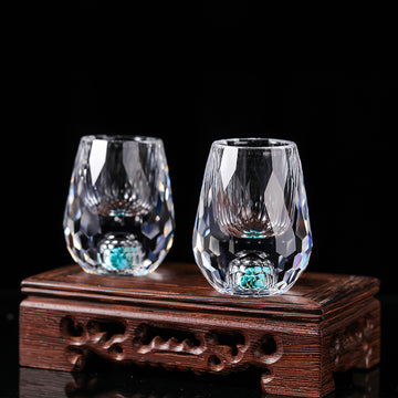 JR Handcrafted Turquoise Crystal Glass Shot Cup - Je t'aime Resolute