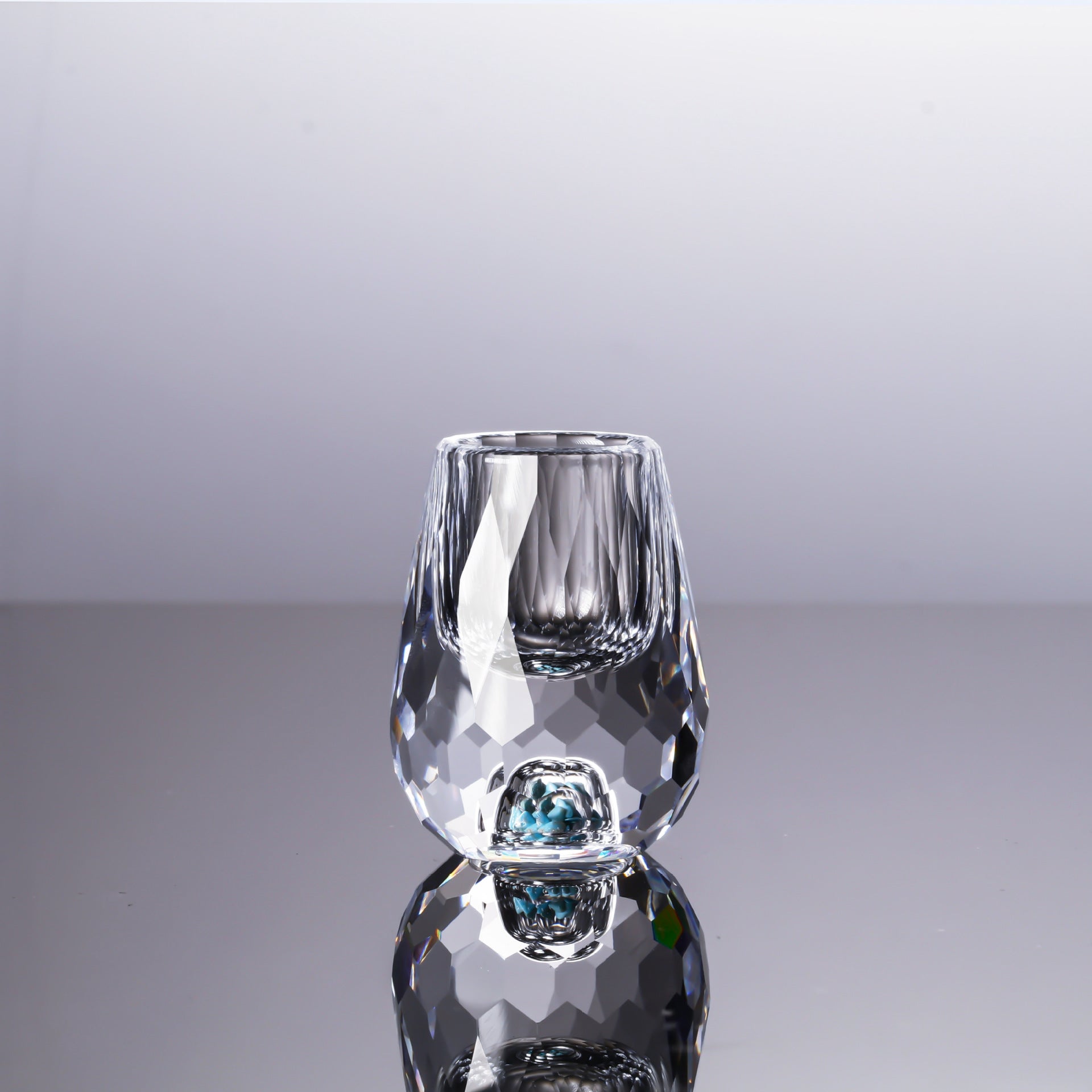 JR Handcrafted Turquoise Crystal Glass Shot Cup - Je t'aime Resolute