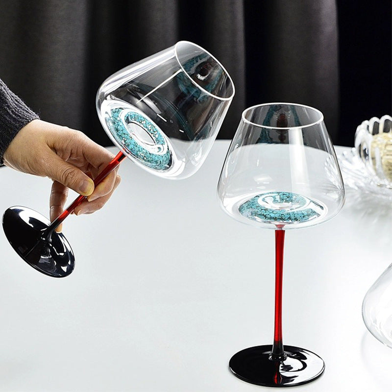 JR Handcrafted Turquoise Crystal Wine Glass Set