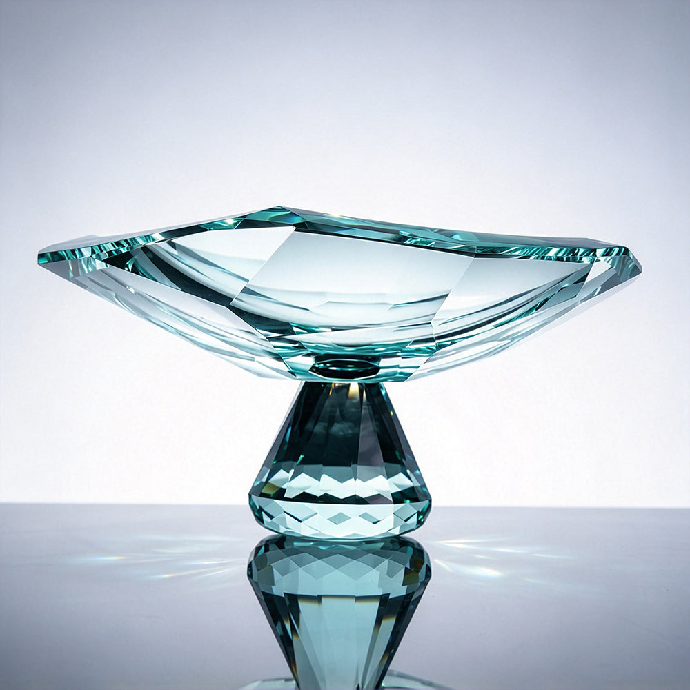 JR K9 Crystal Pedestal Serving Bowl – Aqua Green