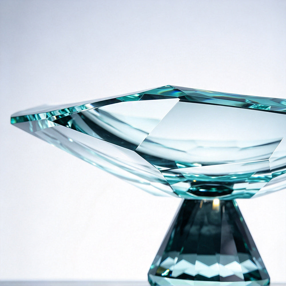 JR K9 Crystal Pedestal Serving Bowl – Aqua Green