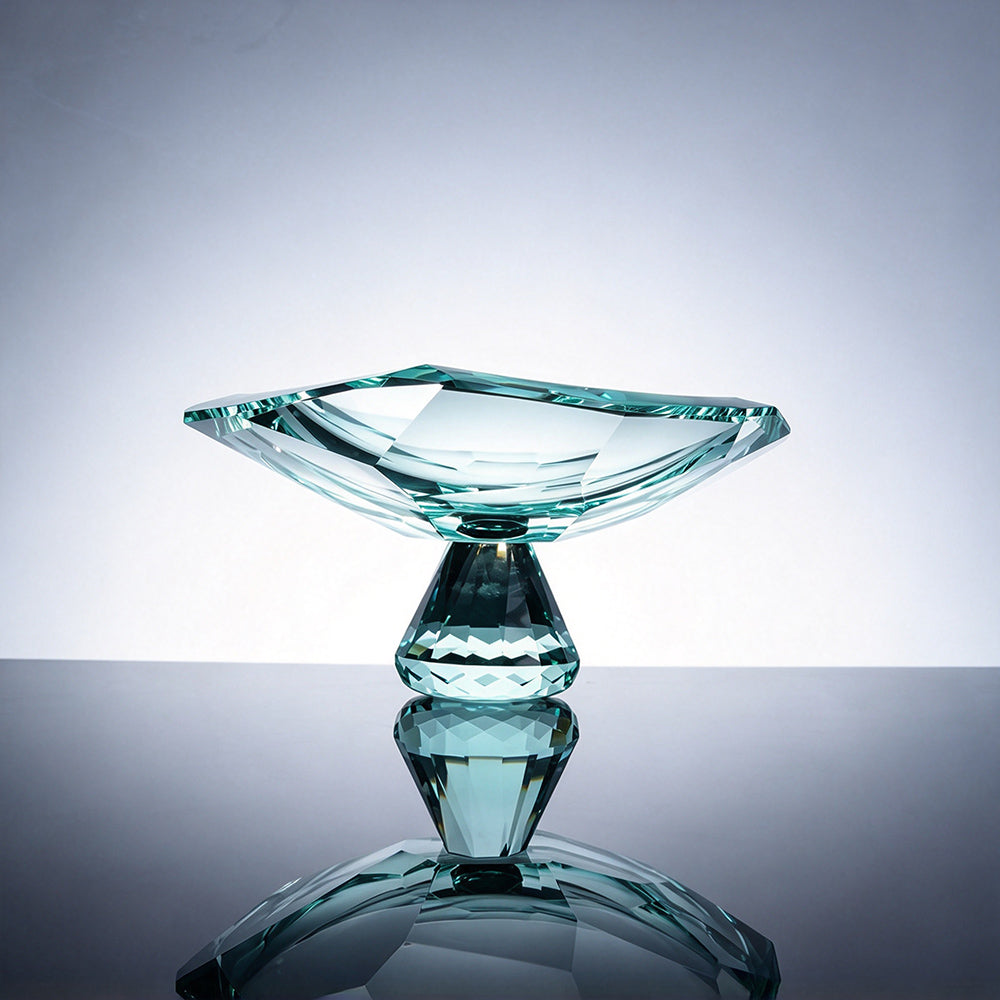 JR K9 Crystal Pedestal Serving Bowl – Aqua Green