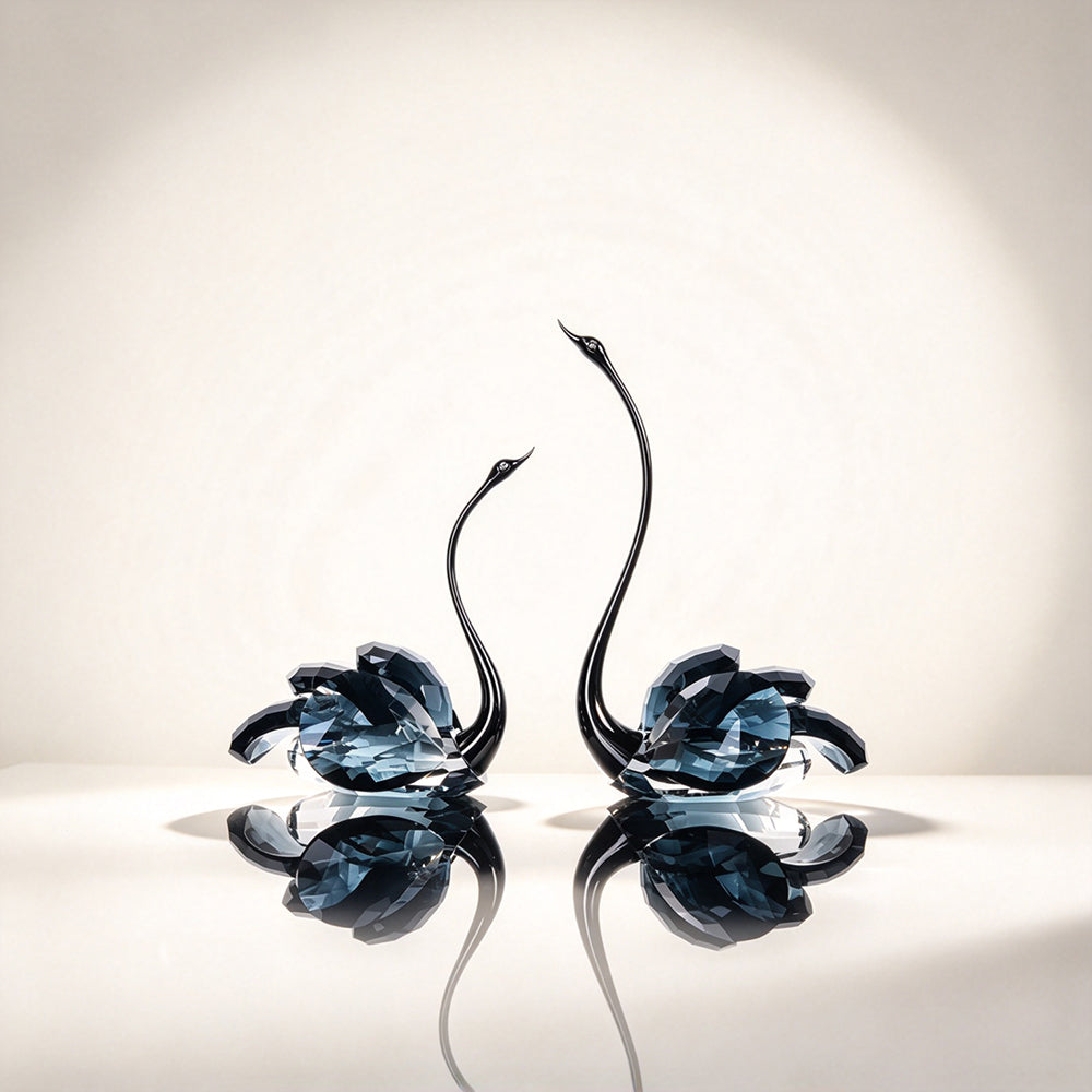 JR K9 Crystal Swan Couple Figurine