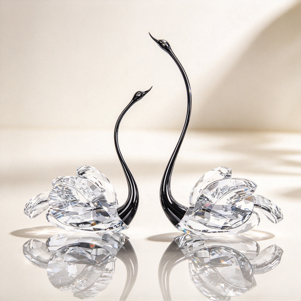 JR K9 Crystal Swan Couple Figurine