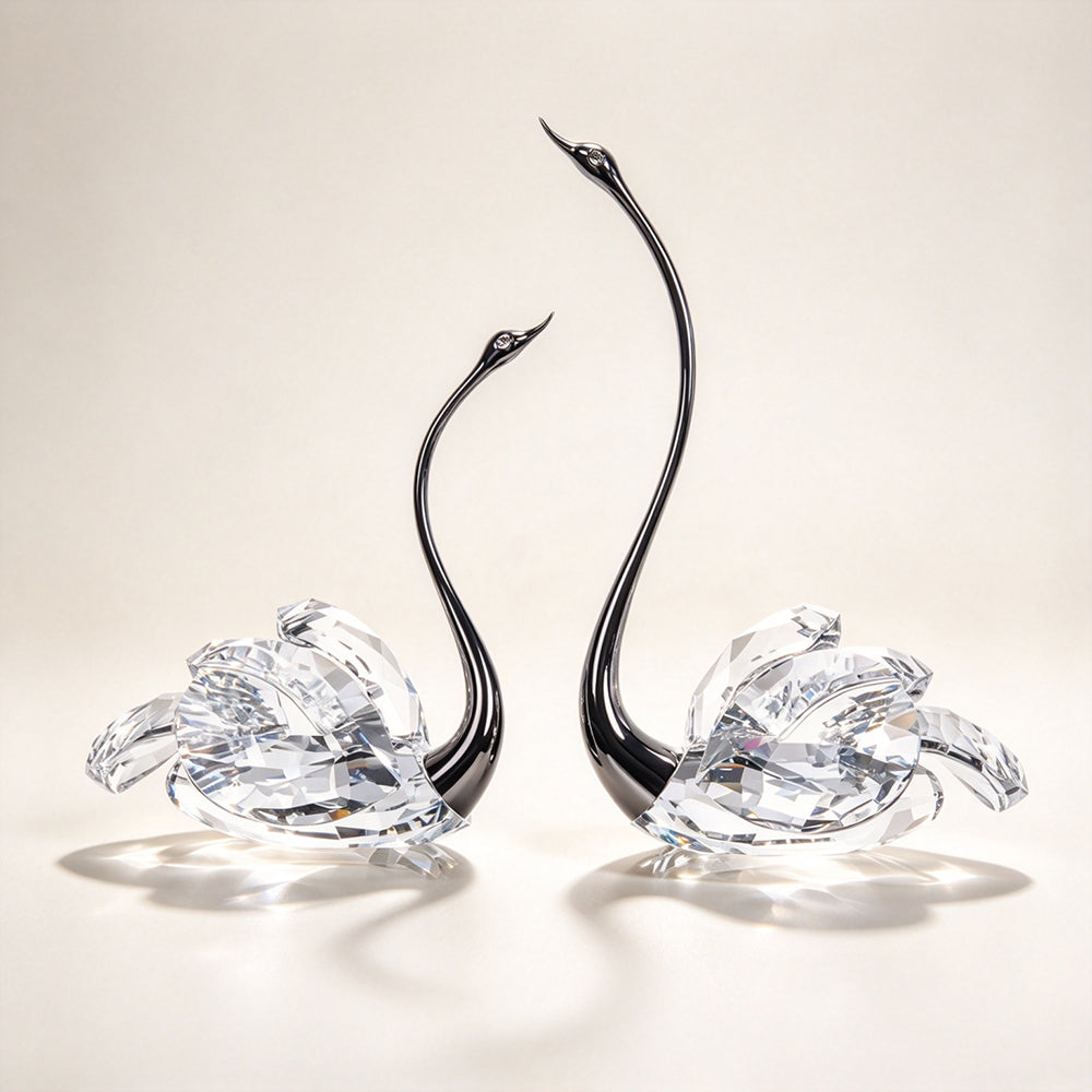 JR K9 Crystal Swan Couple Figurine