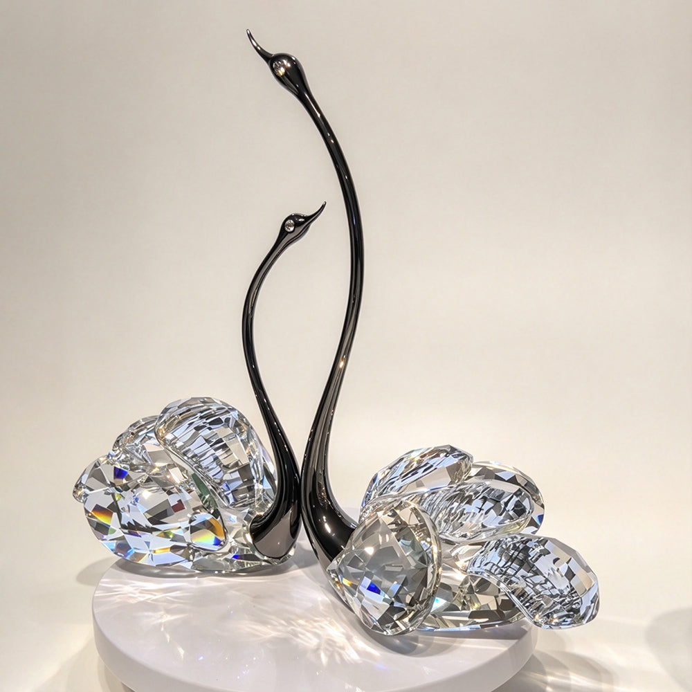 JR K9 Crystal Swan Couple Figurine