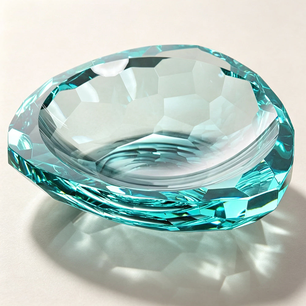 JR Maris Faceted K9 Crystal Serving Bowl – Aqua