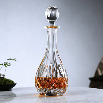 JR Radiating Cut Whiskey Bottle - Crystal Glass Collection