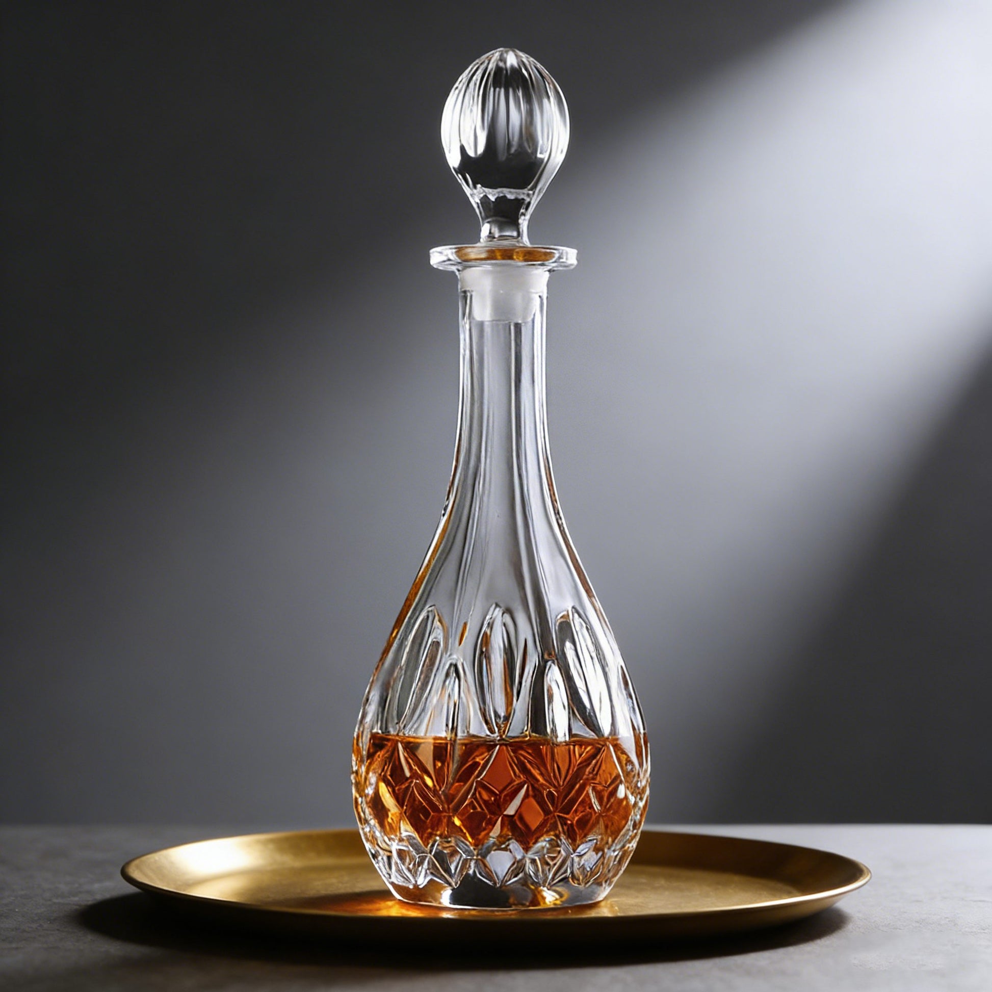 JR Radiating Cut Whiskey Bottle - Crystal Glass Collection