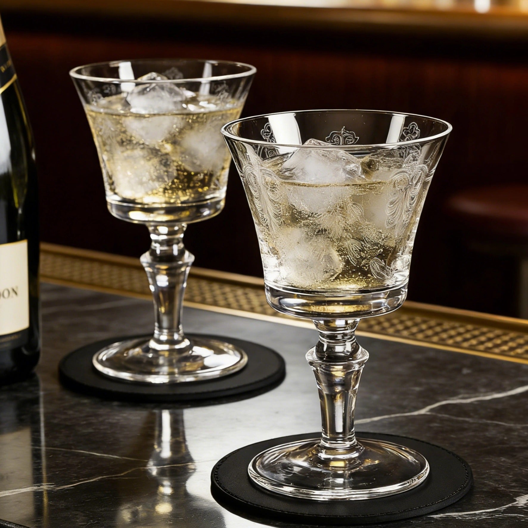 JR Vintage Etched Crystal Wine Glass - Hand-Engraved Stemware