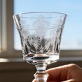 JR Vintage Etched Crystal Wine Glass - Hand-Engraved Stemware