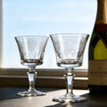 JR Vintage Etched Crystal Wine Glass - Hand-Engraved Stemware