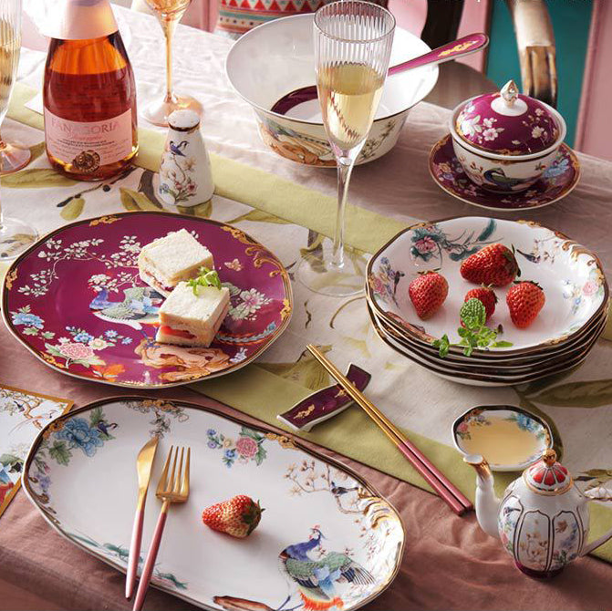 INGRI Purple Phoenix - Handcrafted Bone China Tableware Set - Je t'aime Resolute