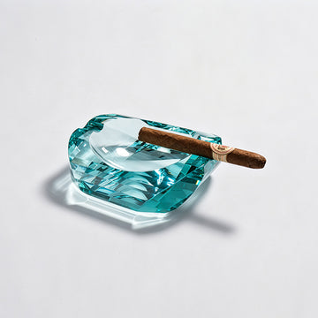 JR Hand-Cut Mint Aqua K9 Crystal Cigar Ashtray