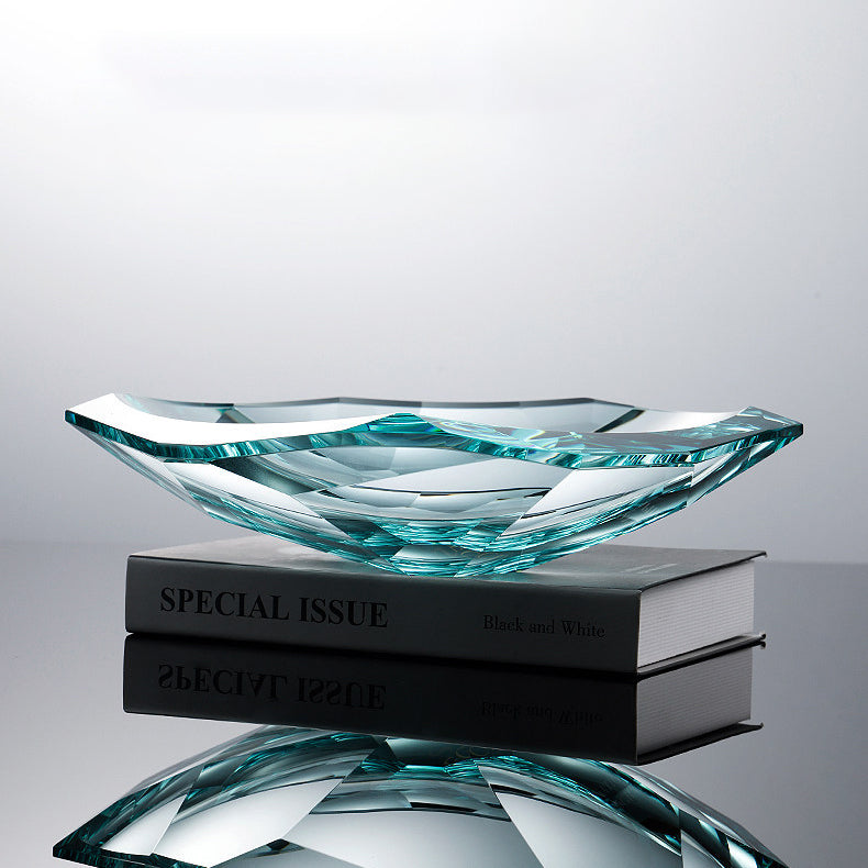 JR Faceted K9 Crystal Serving Bowl – Aqua Green