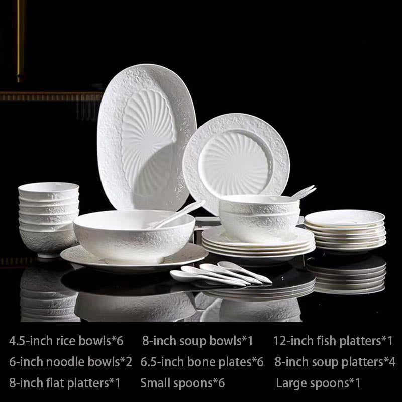 INGRI White Embossed Series – Handcrafted Bone China Tableware - Je t'aime Resolute