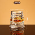 JR Handcrafted 360° Rotating Embossed Crystal Whiskey Tumbler Glass - Je t'aime Resolute