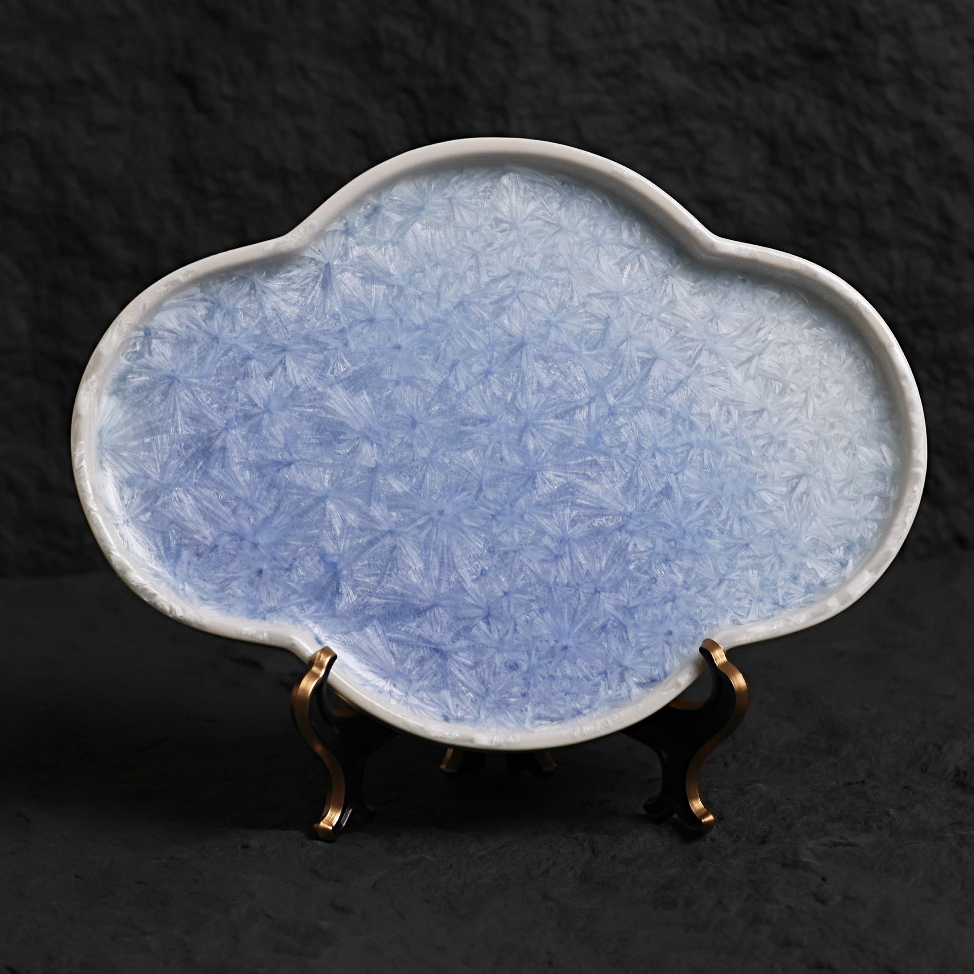 Marine Blue Crystalline Glaze Cloud Plate – Handmade Ceramic Decorative Tray - Je t'aime Resolute